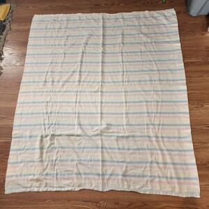 Pastel Stripe‎ Baby Blanket Crib 70"x29" Soft Satin Trimmed Cozy